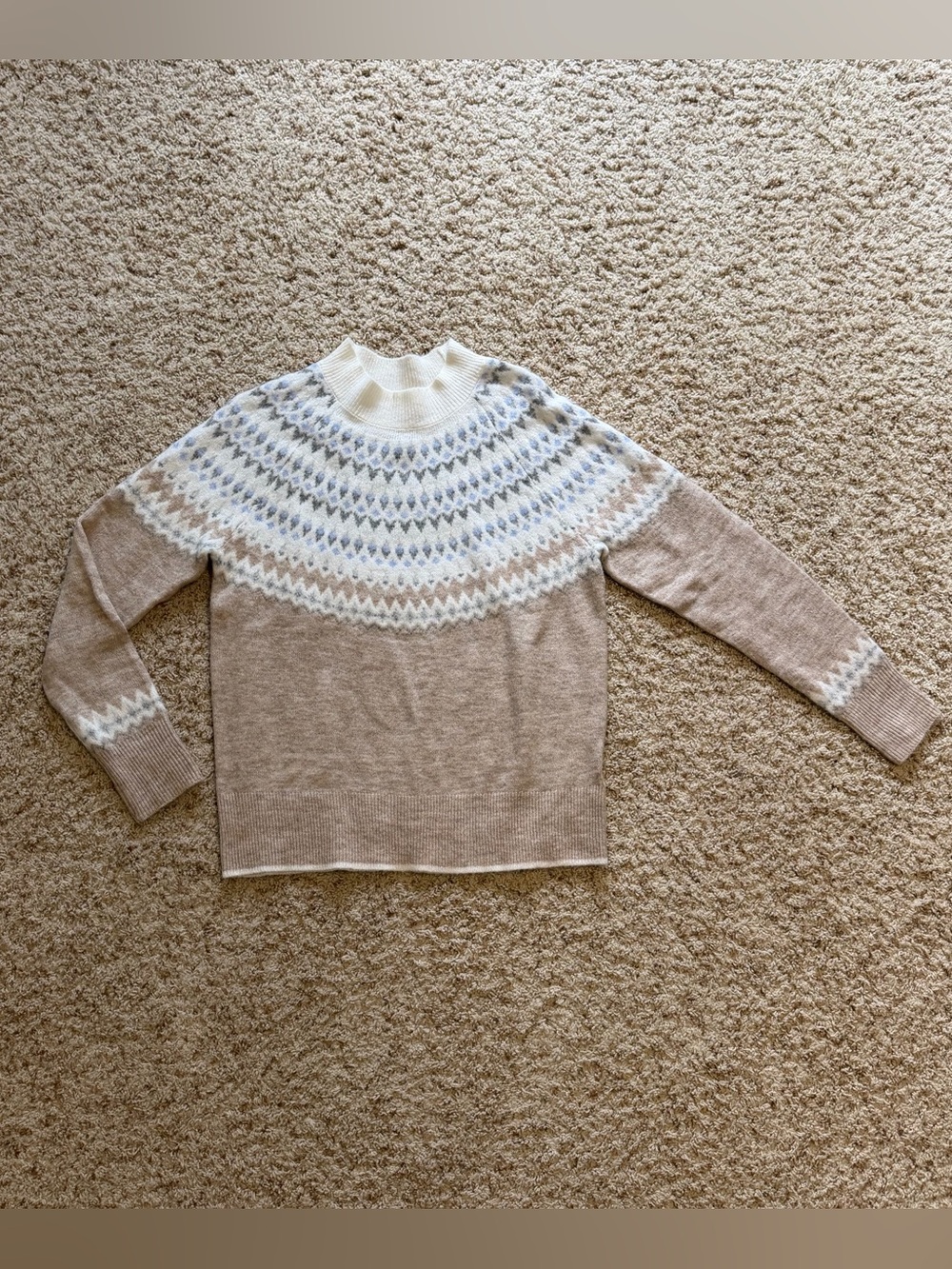 Fat Face Women’s Cream/Tan Olivia Fair Isle Jumper Sweater. Size 8. NWOT!